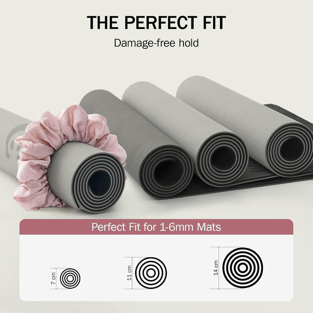 Slim Panda Yoga Mat Scrunchie Strap, Stretch Velvet Carrier