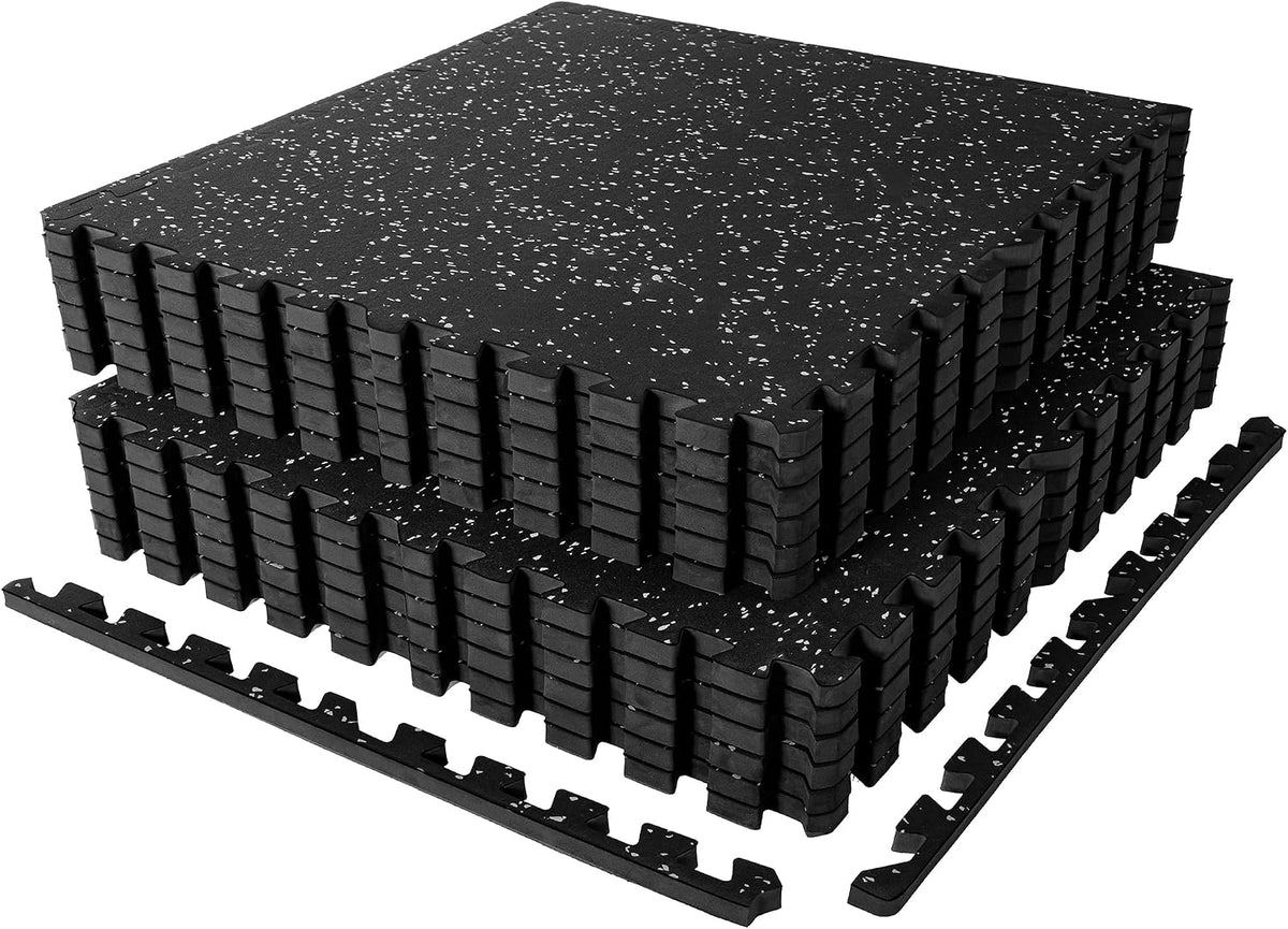 1" Extra-Thick Rubber Top Exercise Mat, Gym Flooring for Home Gym