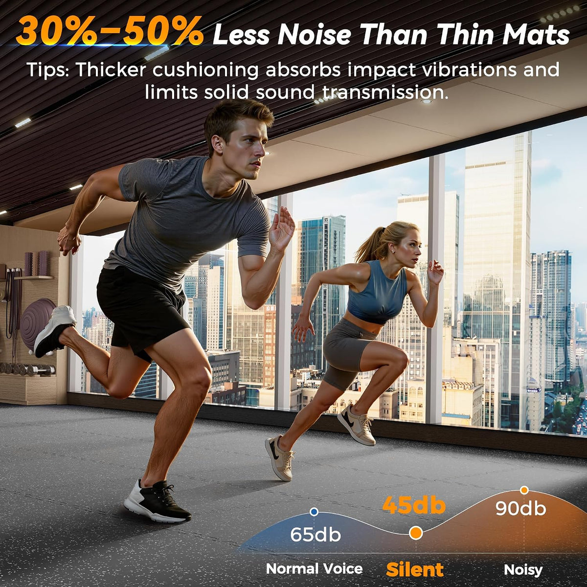 1" Extra-Thick Rubber Top Exercise Mat, Gym Flooring for Home Gym