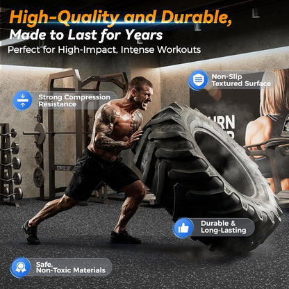 1" Extra-Thick Rubber Top Exercise Mat, Gym Flooring for Home Gym