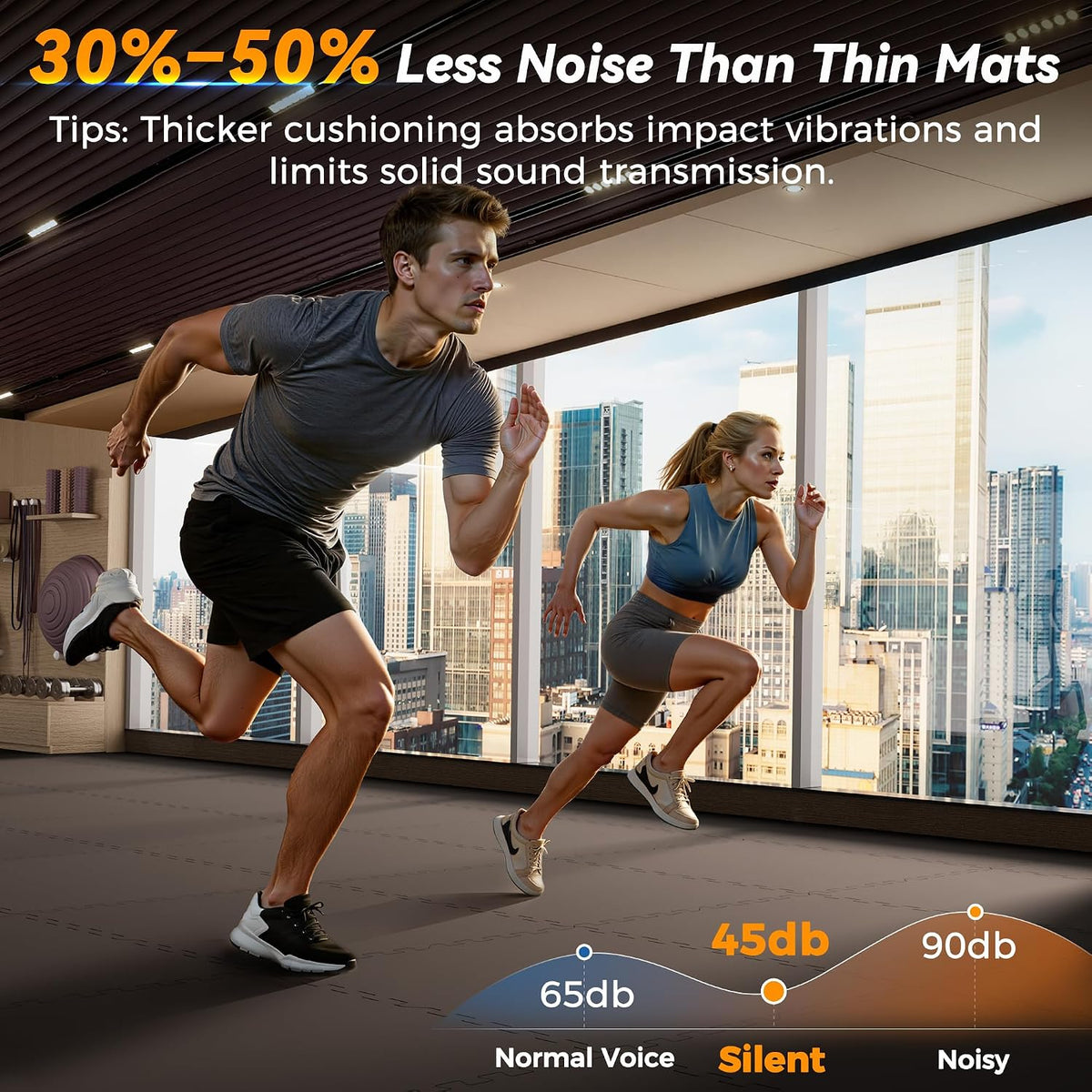 1" Extra-Thick Rubber Top Exercise Mat, Gym Flooring for Home Gym
