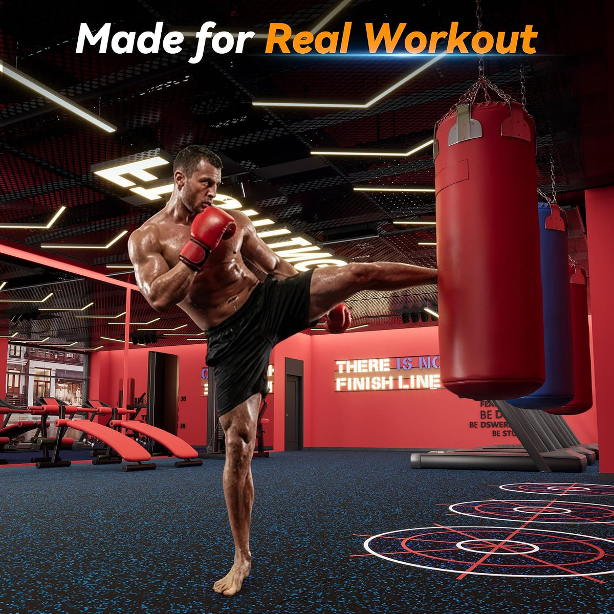 1" Extra-Thick Rubber Top Exercise Mat, Gym Flooring for Home Gym