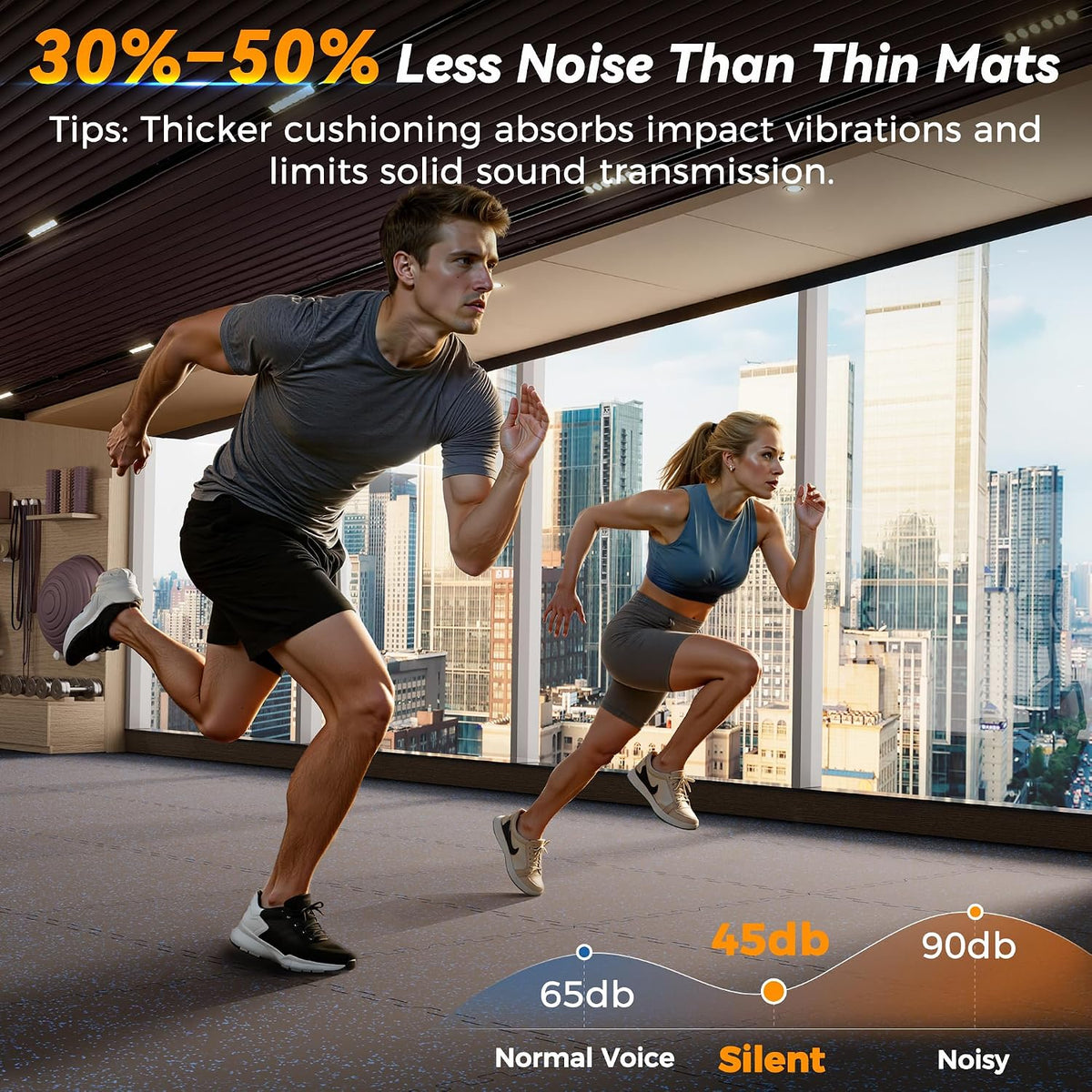 1" Extra-Thick Rubber Top Exercise Mat, Gym Flooring for Home Gym