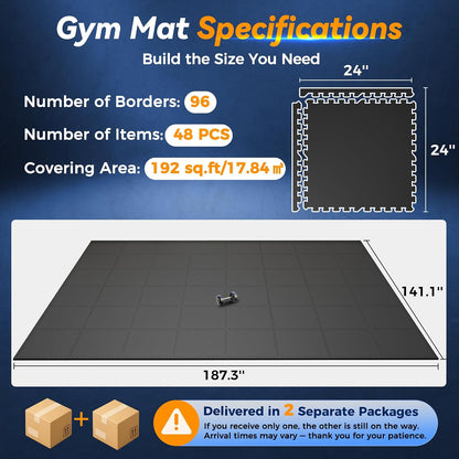 1" Extra-Thick Rubber Top Exercise Mat, Gym Flooring for Home Gym