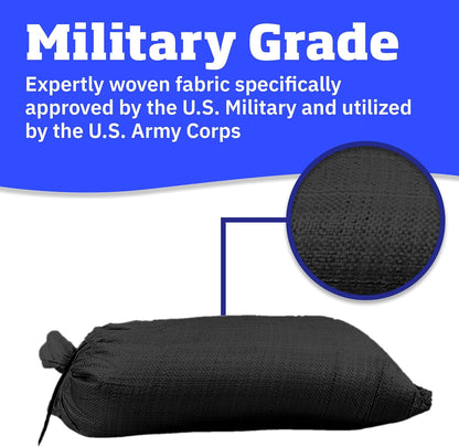 Heavy Duty Sandbags with Ties, 14x26, Empty, Green, Pack of 50