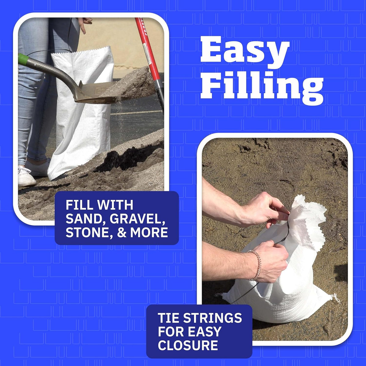 Heavy Duty Sandbags with Ties, 14x26, Empty, Green, Pack of 50