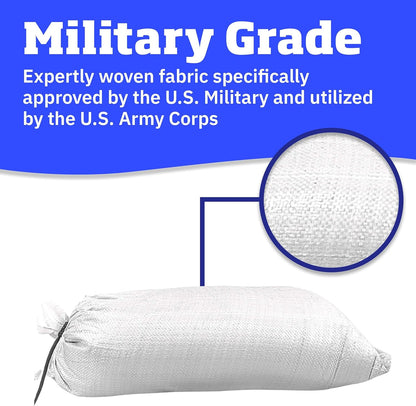Heavy Duty Sandbags with Ties, 14x26, Empty, Green, Pack of 50