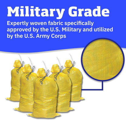 Heavy Duty Sandbags with Ties, 14x26, Empty, Green, Pack of 50