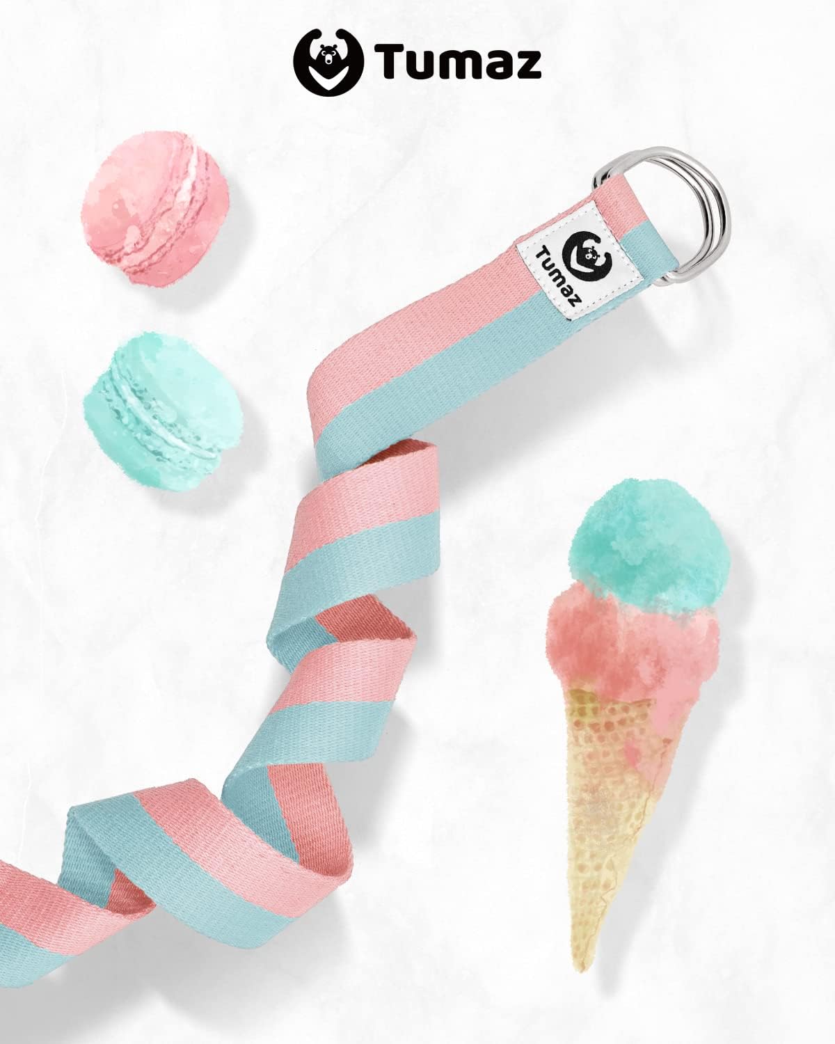 Yoga Strap for Stretching with Adjustable D-Ring, 6/8/10 ft