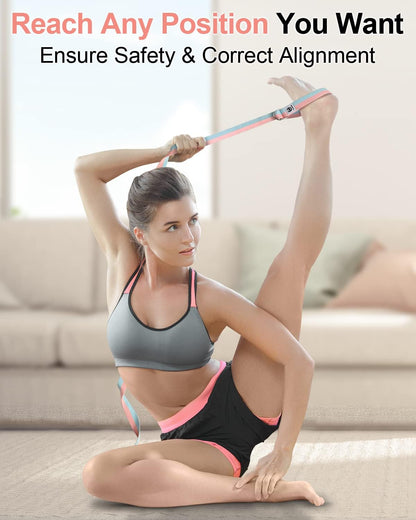 Yoga Strap for Stretching with Adjustable D-Ring, 6/8/10 ft