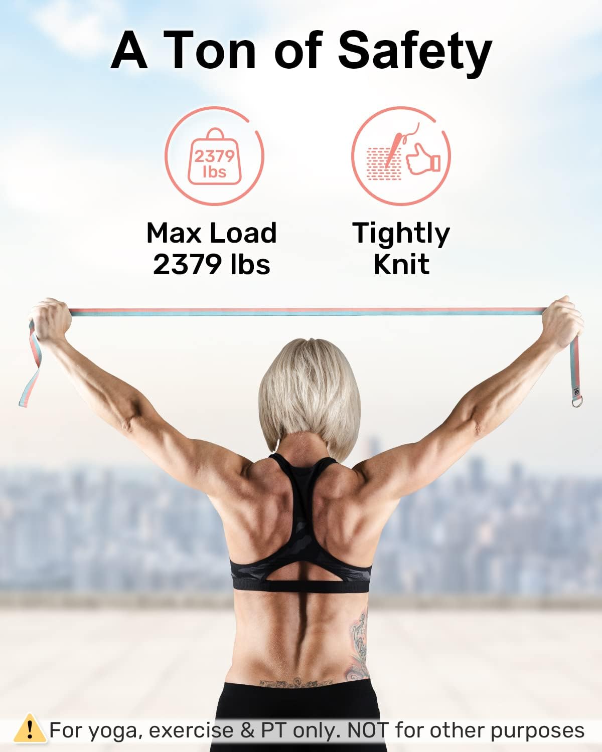 Yoga Strap for Stretching with Adjustable D-Ring, 6/8/10 ft