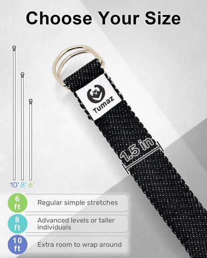 Yoga Strap for Stretching with Adjustable D-Ring, 6/8/10 ft