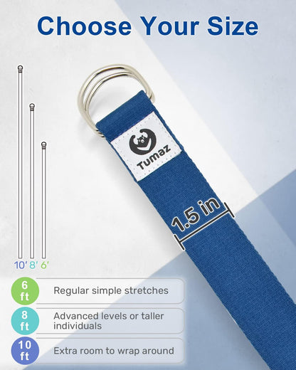 Yoga Strap for Stretching with Adjustable D-Ring, 6/8/10 ft