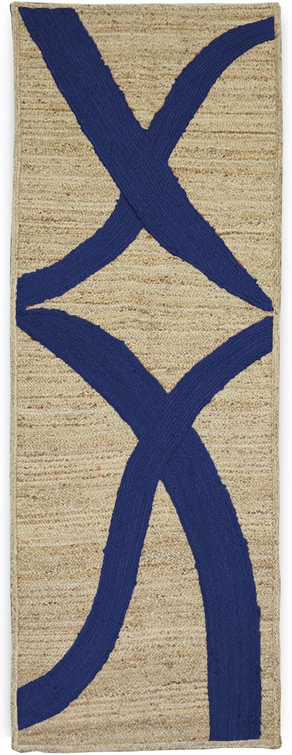 Premium Quality Jute Rug 4x6 Feet Area Rug Natural Fiber Jute Rugs Thick 0.27" Black Abstract Pattern Geometric Rugs for Kids Room, Living Room, Yoga Mat, Indoor Outdoor Carpet - Colors C