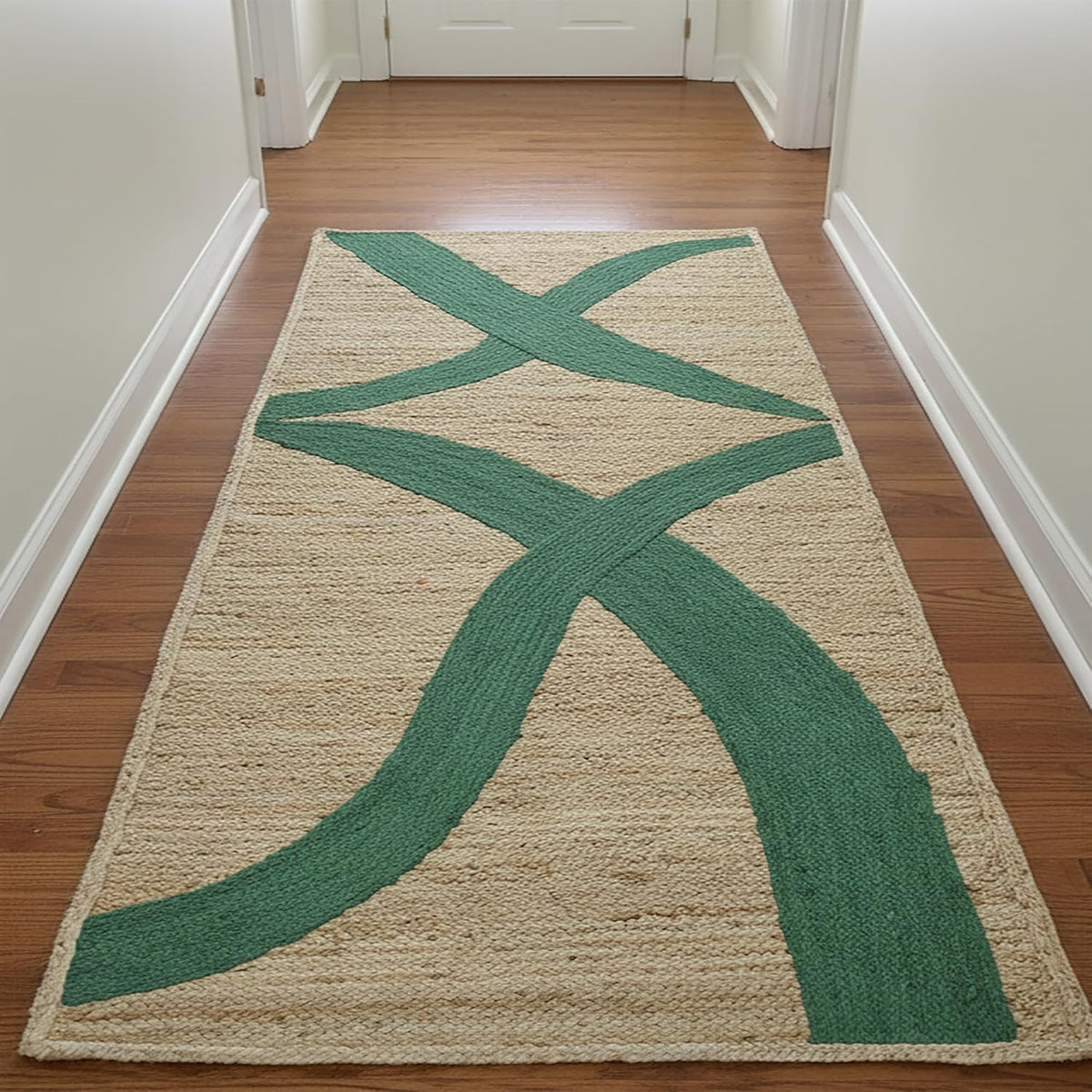 Premium Quality Jute Rug 4x6 Feet Area Rug Natural Fiber Jute Rugs Thick 0.27" Black Abstract Pattern Geometric Rugs for Kids Room, Living Room, Yoga Mat, Indoor Outdoor Carpet - Colors C