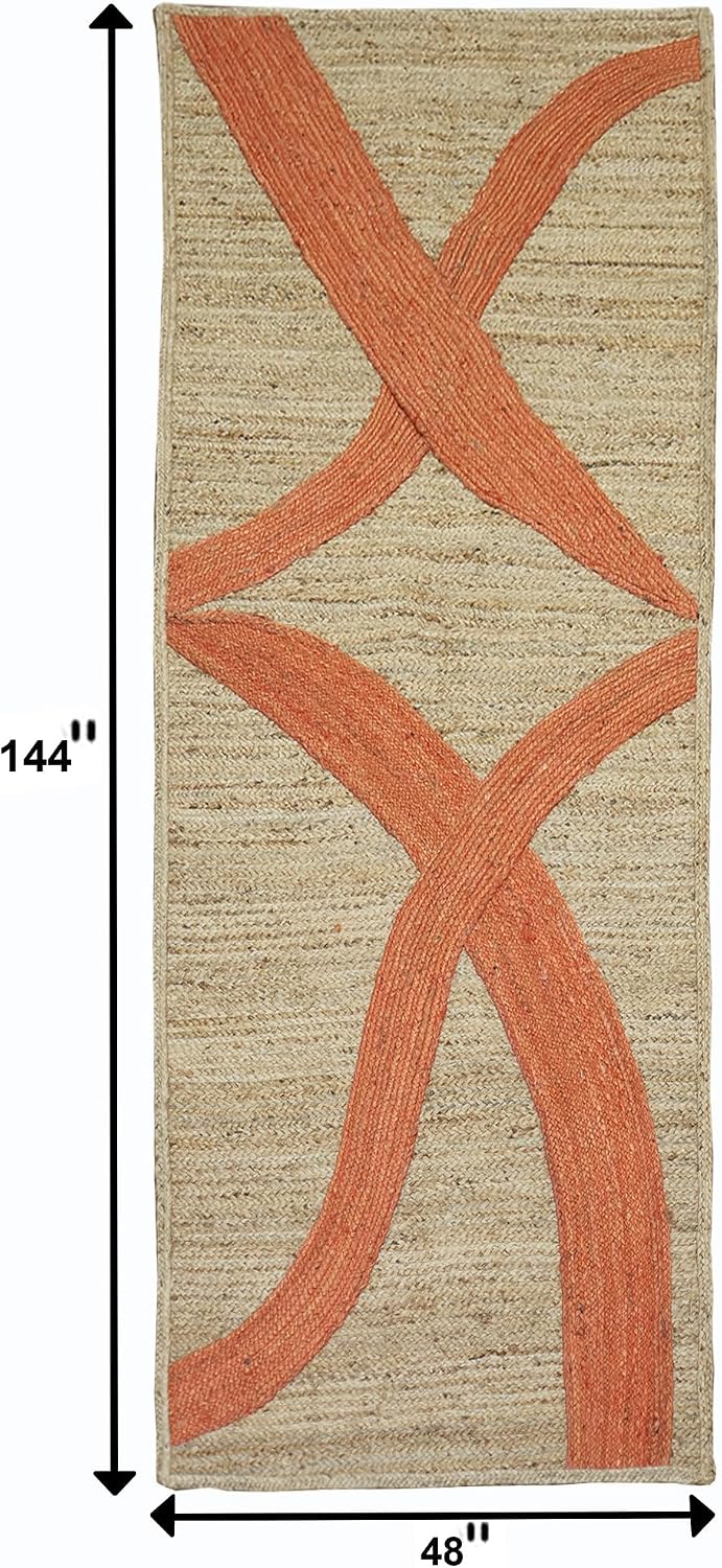 Premium Quality Jute Rug 4x6 Feet Area Rug Natural Fiber Jute Rugs Thick 0.27" Black Abstract Pattern Geometric Rugs for Kids Room, Living Room, Yoga Mat, Indoor Outdoor Carpet - Colors C