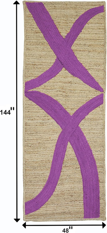 Premium Quality Jute Rug 4x6 Feet Area Rug Natural Fiber Jute Rugs Thick 0.27" Black Abstract Pattern Geometric Rugs for Kids Room, Living Room, Yoga Mat, Indoor Outdoor Carpet - Colors C