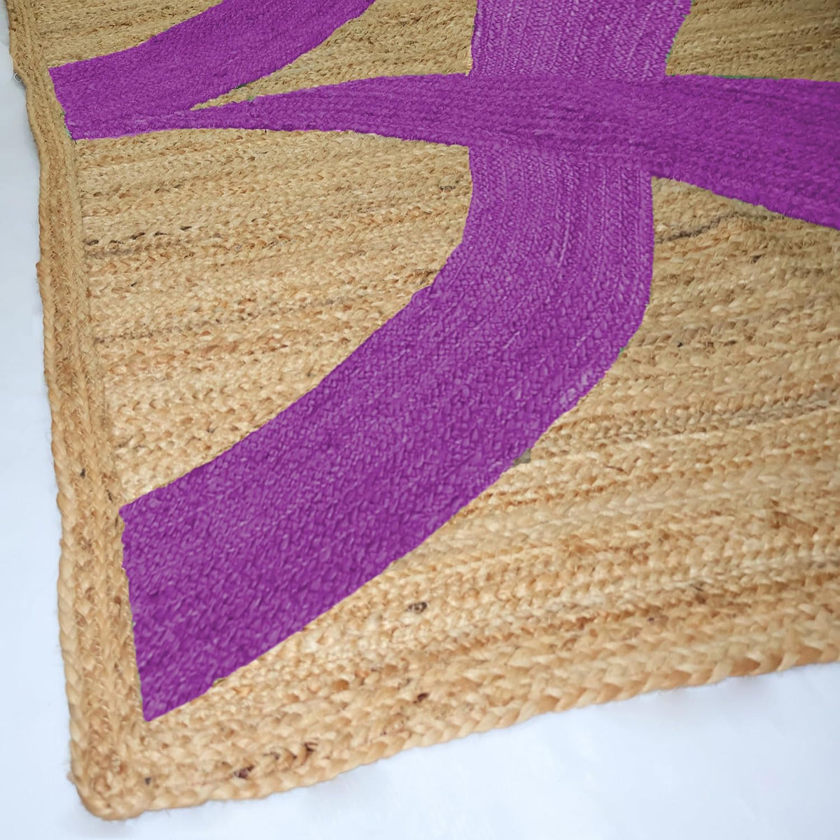 Premium Quality Jute Rug 4x6 Feet Area Rug Natural Fiber Jute Rugs Thick 0.27" Black Abstract Pattern Geometric Rugs for Kids Room, Living Room, Yoga Mat, Indoor Outdoor Carpet - Colors C