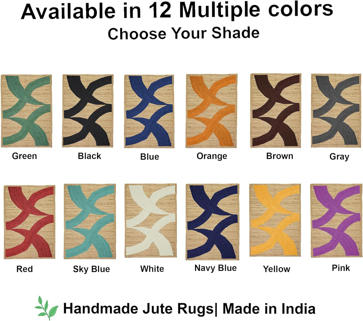Premium Quality Jute Rug 4x6 Feet Area Rug Natural Fiber Jute Rugs Thick 0.27" Black Abstract Pattern Geometric Rugs for Kids Room, Living Room, Yoga Mat, Indoor Outdoor Carpet - Colors C
