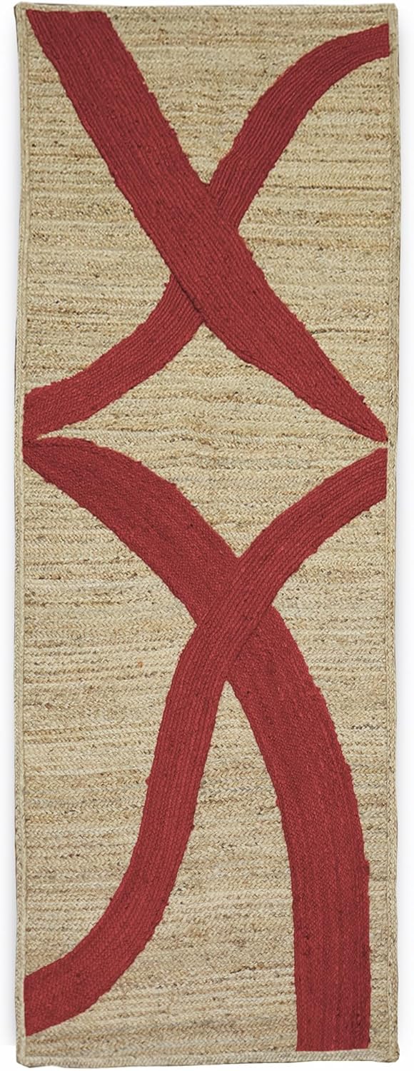 Premium Quality Jute Rug 4x6 Feet Area Rug Natural Fiber Jute Rugs Thick 0.27" Black Abstract Pattern Geometric Rugs for Kids Room, Living Room, Yoga Mat, Indoor Outdoor Carpet - Colors C