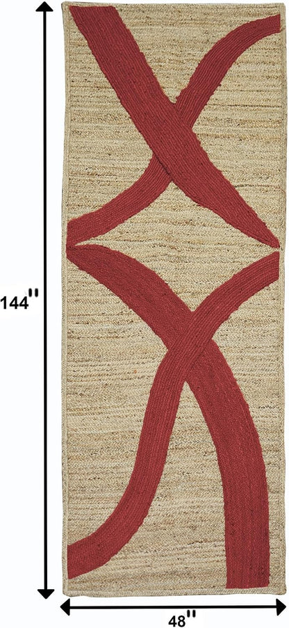 Premium Quality Jute Rug 4x6 Feet Area Rug Natural Fiber Jute Rugs Thick 0.27" Black Abstract Pattern Geometric Rugs for Kids Room, Living Room, Yoga Mat, Indoor Outdoor Carpet - Colors C