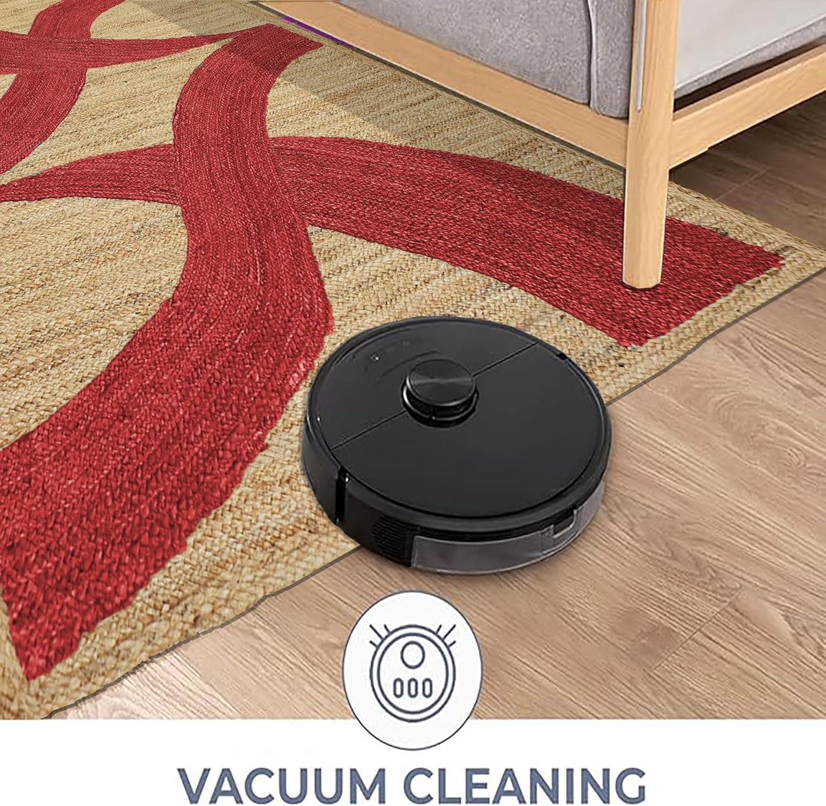 Premium Quality Jute Rug 4x6 Feet Area Rug Natural Fiber Jute Rugs Thick 0.27" Black Abstract Pattern Geometric Rugs for Kids Room, Living Room, Yoga Mat, Indoor Outdoor Carpet - Colors C