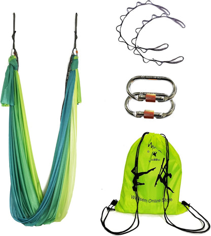 Aerial Yoga Hammock Aerial Pilates Silk Yoga Swing Set Inversion Equipment include daisy Chain, Pose Guide 5.5 yards