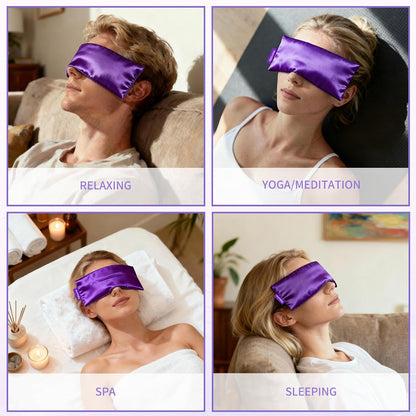 Lavender Eye Pillow for Relaxation, Yoga, Sleeping, Washable Weighted Eye Mask with Natural Flaxseeds & Lavender for Headache, Sinus, Dry Eyes Relief, Meditation Accessories, 2PK