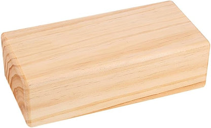 Solid Wood Yoga Block, High Density Wooden Brick with Round Edges & Non-Slip Surface, Yoga Prop for Restorative Fitness, Stretching, Pilates and Meditation, 9" x 4.4" x 2.8"