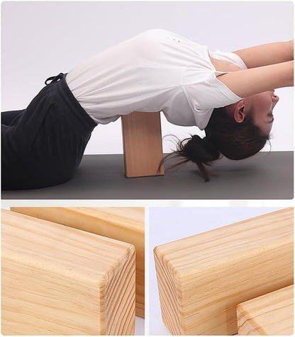 Solid Wood Yoga Block, High Density Wooden Brick with Round Edges & Non-Slip Surface, Yoga Prop for Restorative Fitness, Stretching, Pilates and Meditation, 9" x 4.4" x 2.8"