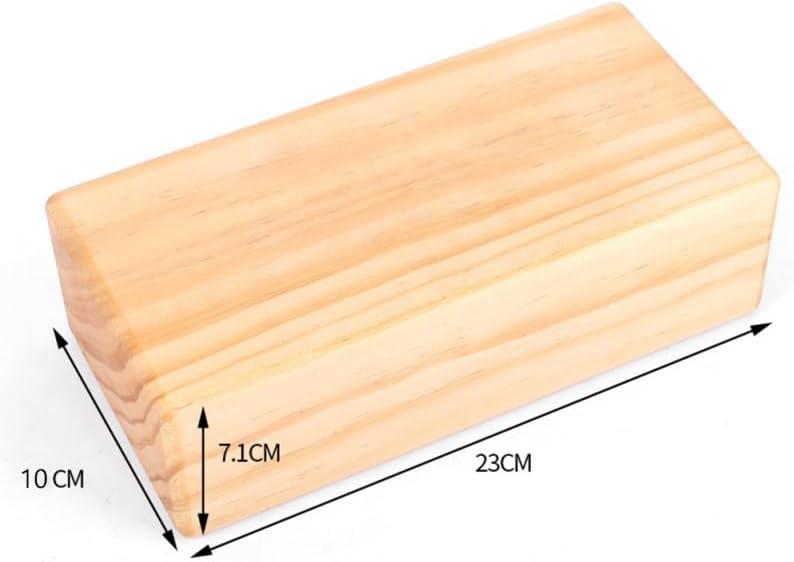 Solid Wood Yoga Block, High Density Wooden Brick with Round Edges & Non-Slip Surface, Yoga Prop for Restorative Fitness, Stretching, Pilates and Meditation, 9" x 4.4" x 2.8"