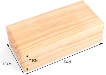 Solid Wood Yoga Block, High Density Wooden Brick with Round Edges & Non-Slip Surface, Yoga Prop for Restorative Fitness, Stretching, Pilates and Meditation, 9" x 4.4" x 2.8"