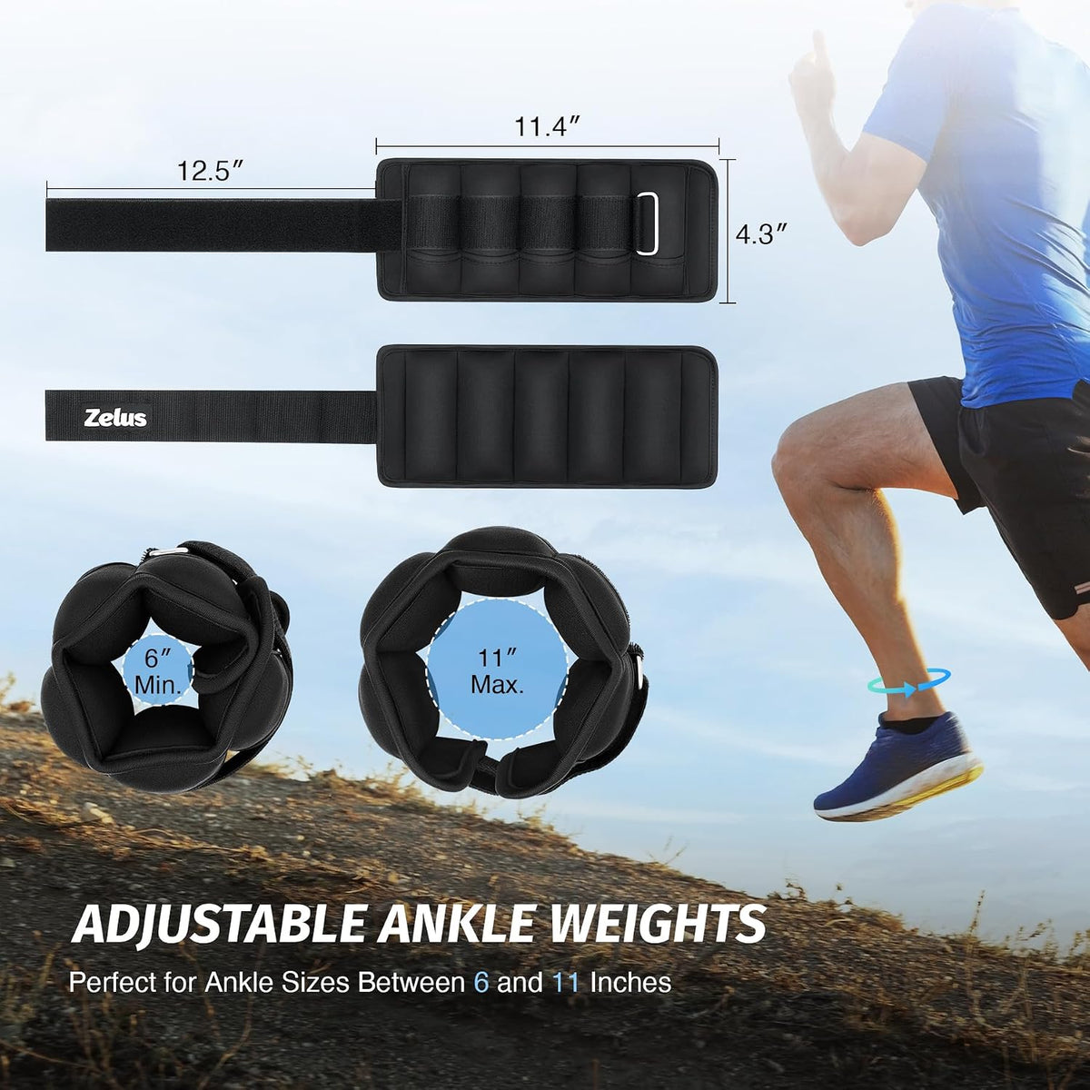 1 Pair Adjustable Ankle Weights, 2 4 6 8 10 lb Modularized Leg Weight Straps for Women Men, Weighted Ankle Weight Set with Removable Sandbags, 1-5 lb per Ankle Strap for Gym Yoga Jogging Walking