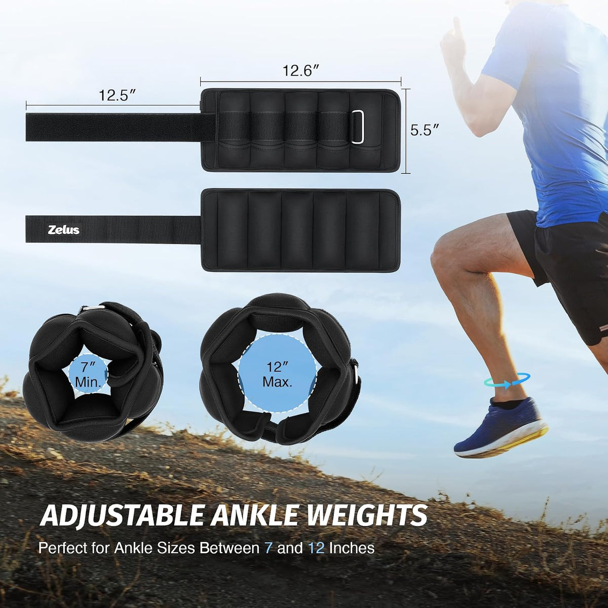 1 Pair Adjustable Ankle Weights, 2 4 6 8 10 lb Modularized Leg Weight Straps for Women Men, Weighted Ankle Weight Set with Removable Sandbags, 1-5 lb per Ankle Strap for Gym Yoga Jogging Walking