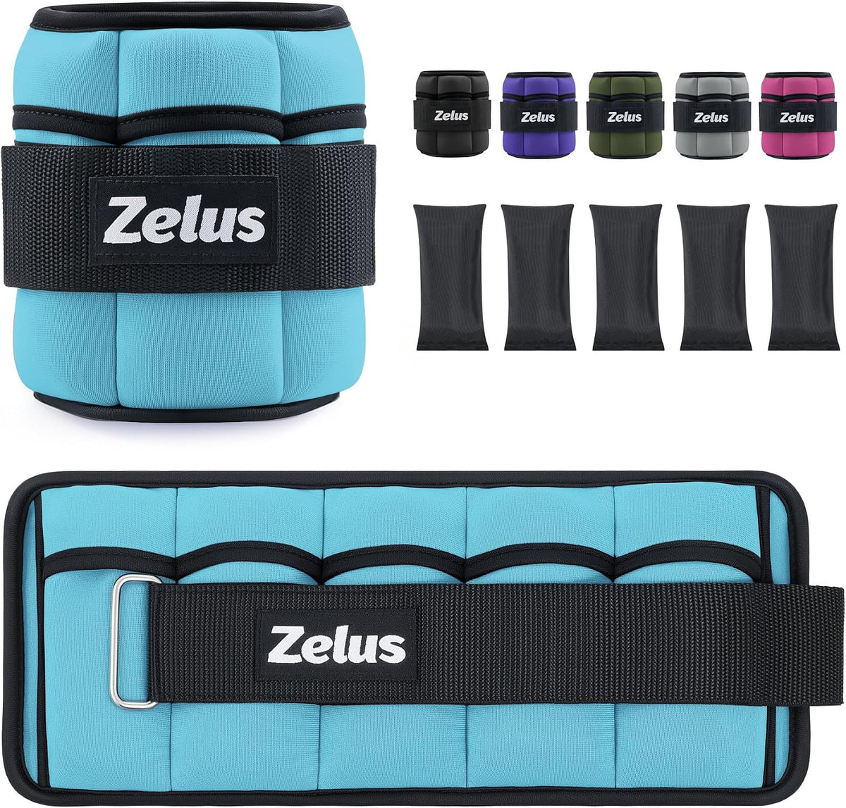 1 Pair Adjustable Ankle Weights, 2 4 6 8 10 lb Modularized Leg Weight Straps for Women Men, Weighted Ankle Weight Set with Removable Sandbags, 1-5 lb per Ankle Strap for Gym Yoga Jogging Walking