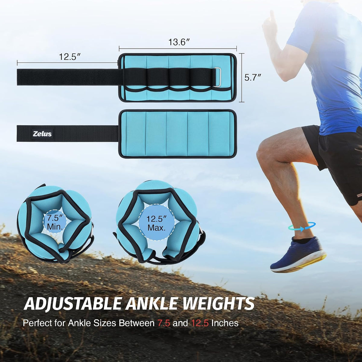 1 Pair Adjustable Ankle Weights, 2 4 6 8 10 lb Modularized Leg Weight Straps for Women Men, Weighted Ankle Weight Set with Removable Sandbags, 1-5 lb per Ankle Strap for Gym Yoga Jogging Walking