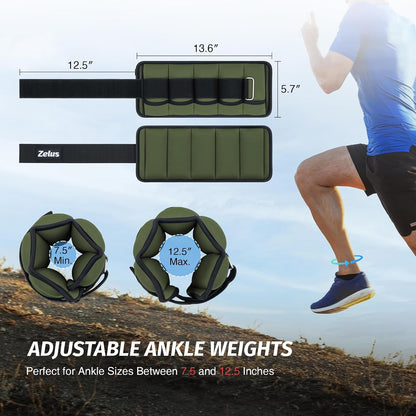 1 Pair Adjustable Ankle Weights, 2 4 6 8 10 lb Modularized Leg Weight Straps for Women Men, Weighted Ankle Weight Set with Removable Sandbags, 1-5 lb per Ankle Strap for Gym Yoga Jogging Walking