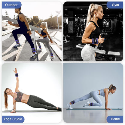 1 Pair Adjustable Ankle Weights, 2 4 6 8 10 lb Modularized Leg Weight Straps for Women Men, Weighted Ankle Weight Set with Removable Sandbags, 1-5 lb per Ankle Strap for Gym Yoga Jogging Walking