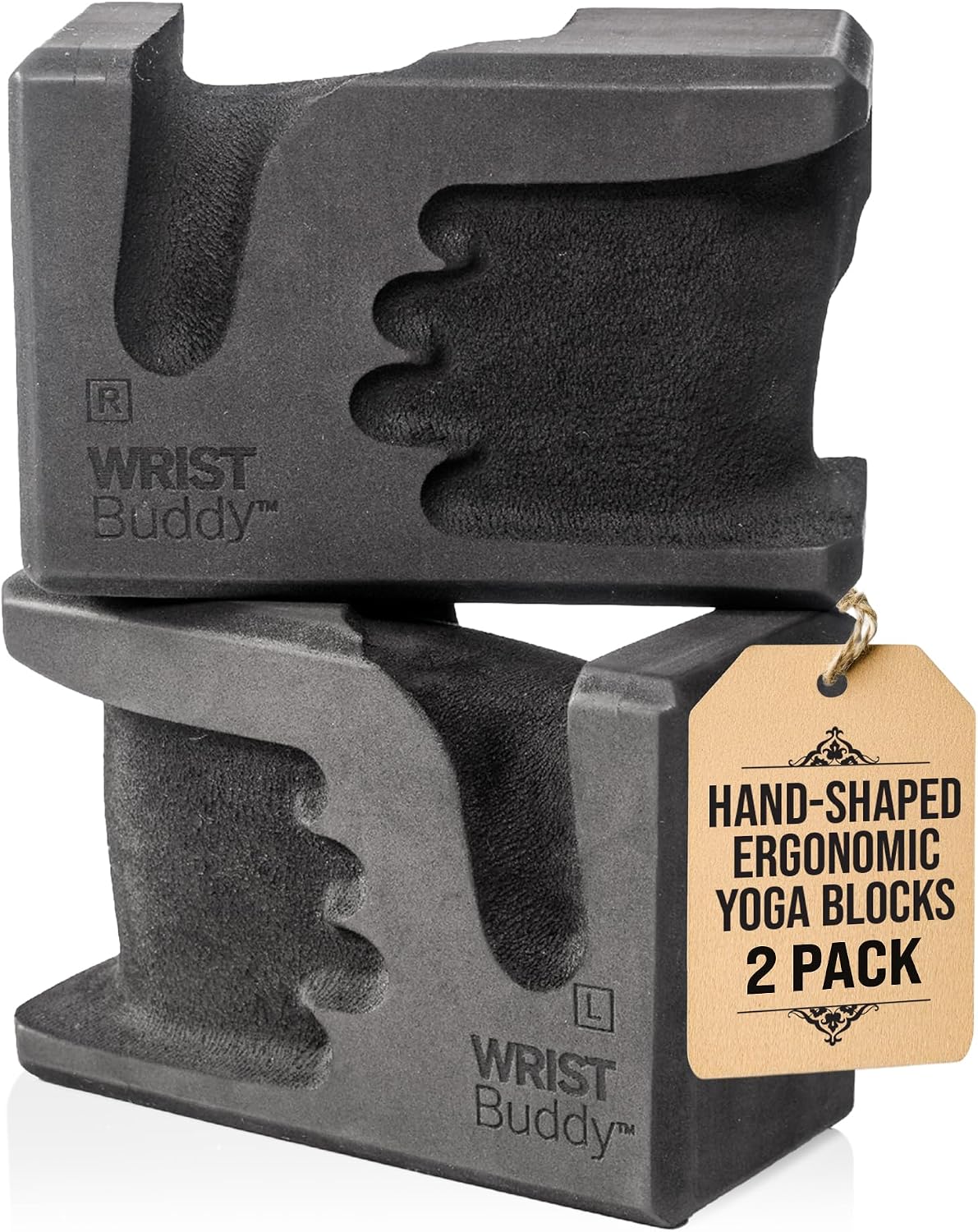 ® Yoga Blocks 2 Pack, High Density Non-Slip, Hand-Shaped Design