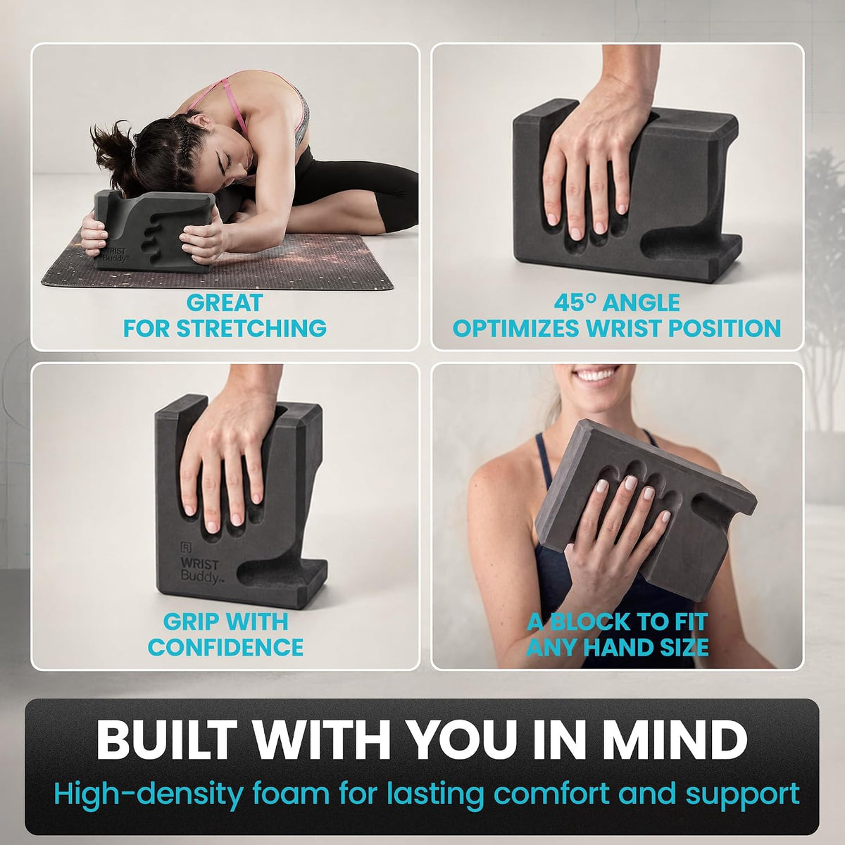 ® Yoga Blocks 2 Pack, High Density Non-Slip, Hand-Shaped Design