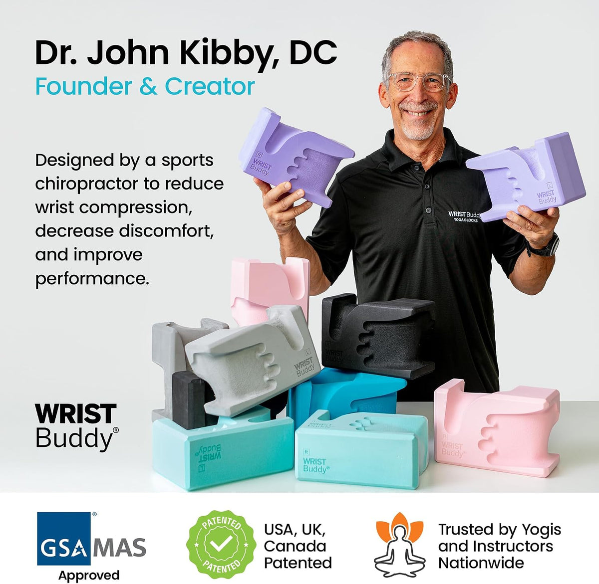 ® Yoga Blocks 2 Pack, High Density Non-Slip, Hand-Shaped Design