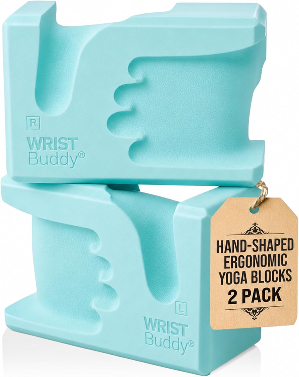 ® Yoga Blocks 2 Pack, High Density Non-Slip, Hand-Shaped Design