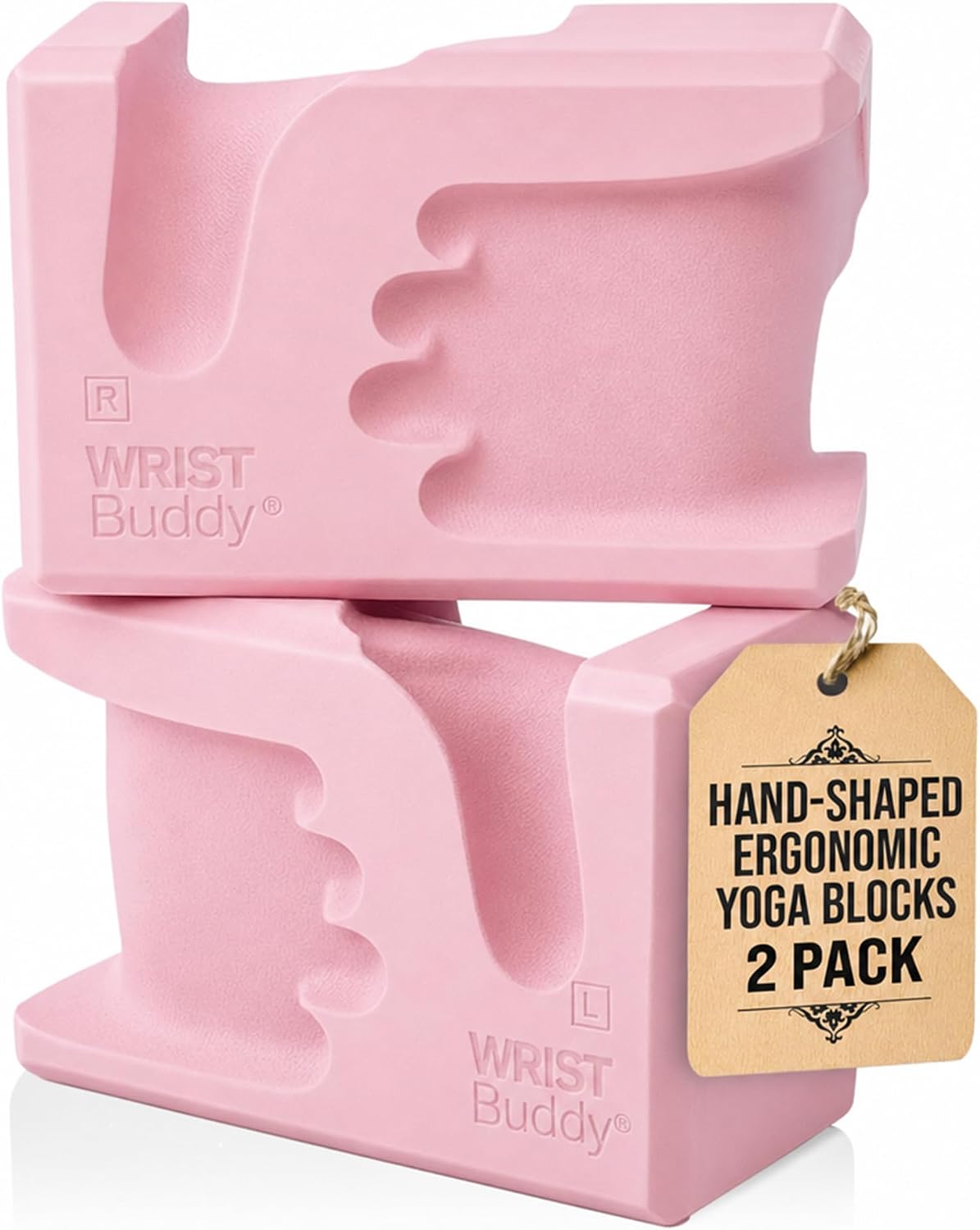 ® Yoga Blocks 2 Pack, High Density Non-Slip, Hand-Shaped Design