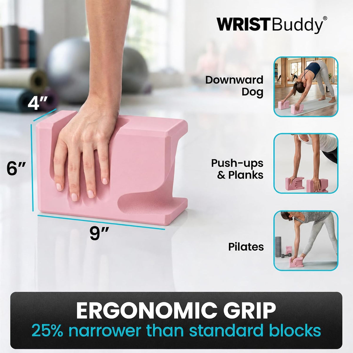 ® Yoga Blocks 2 Pack, High Density Non-Slip, Hand-Shaped Design