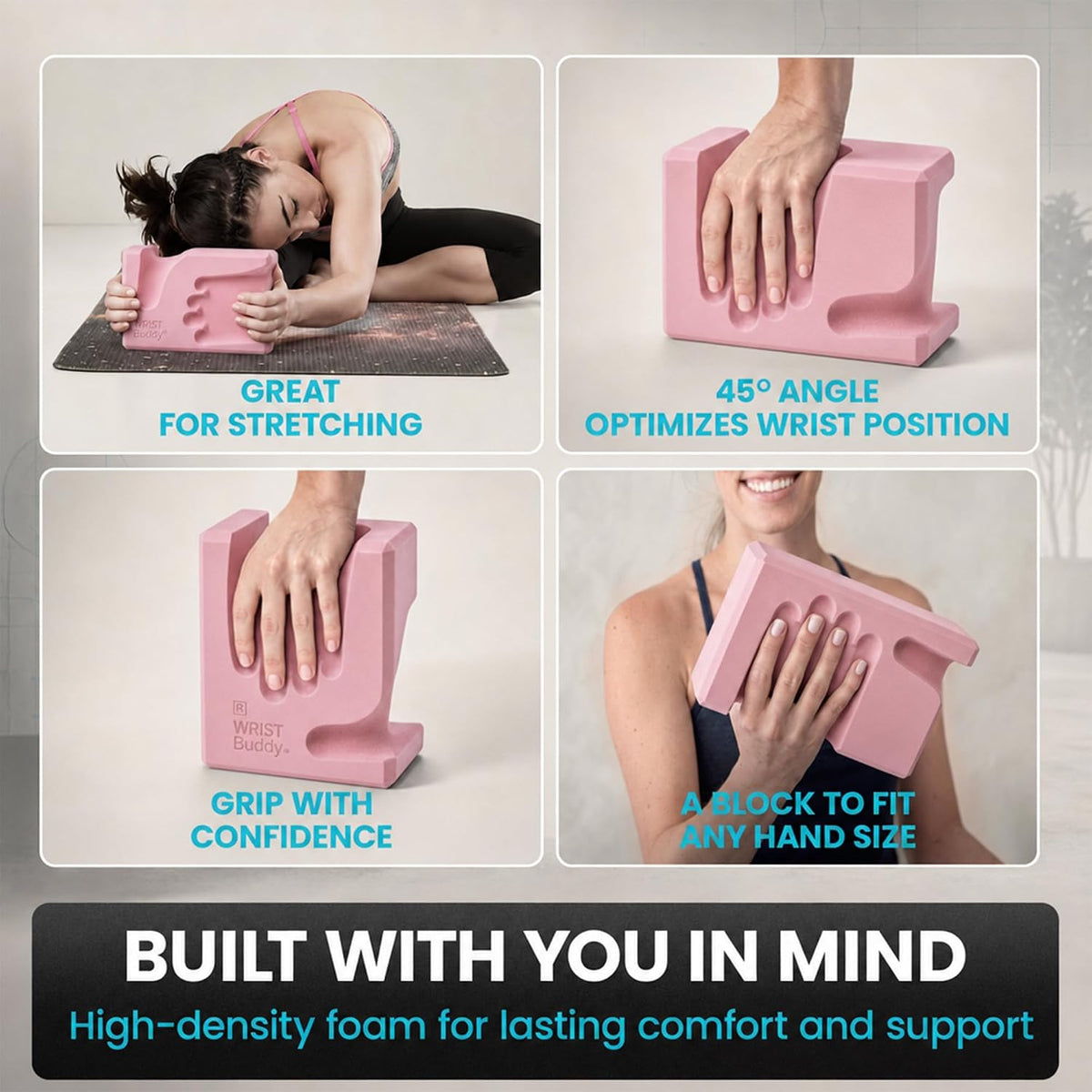 ® Yoga Blocks 2 Pack, High Density Non-Slip, Hand-Shaped Design