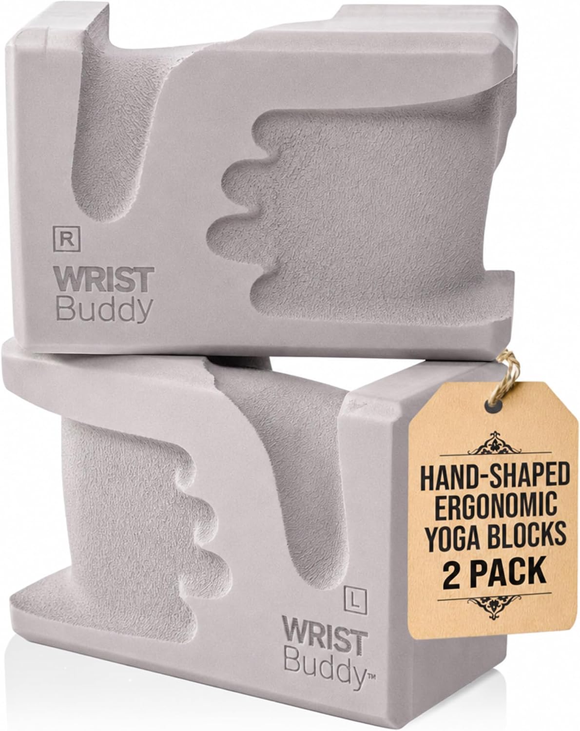® Yoga Blocks 2 Pack, High Density Non-Slip, Hand-Shaped Design
