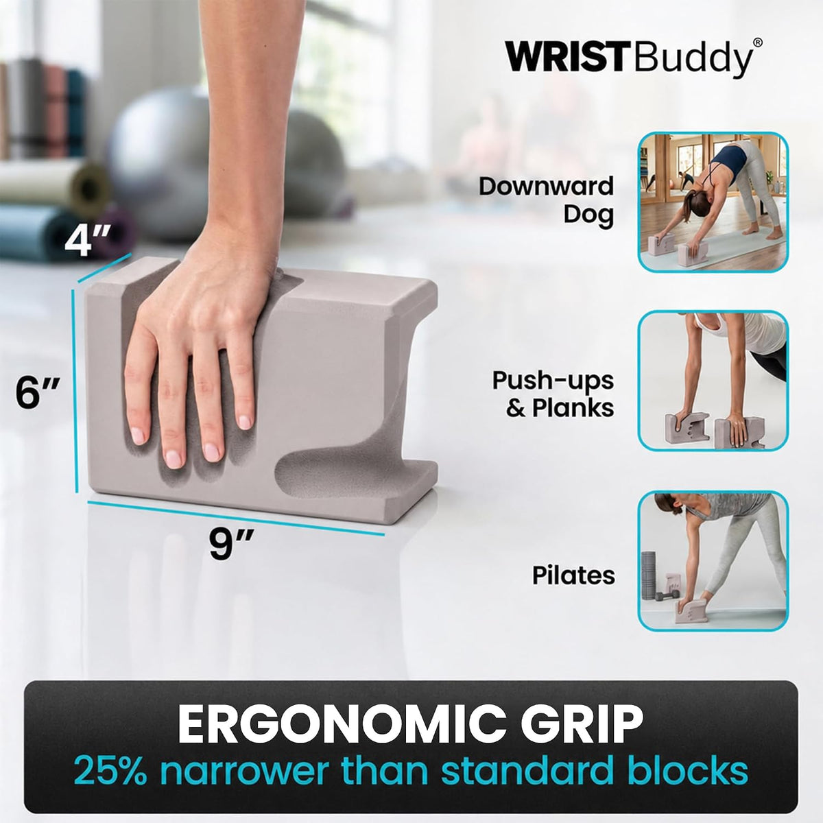 ® Yoga Blocks 2 Pack, High Density Non-Slip, Hand-Shaped Design