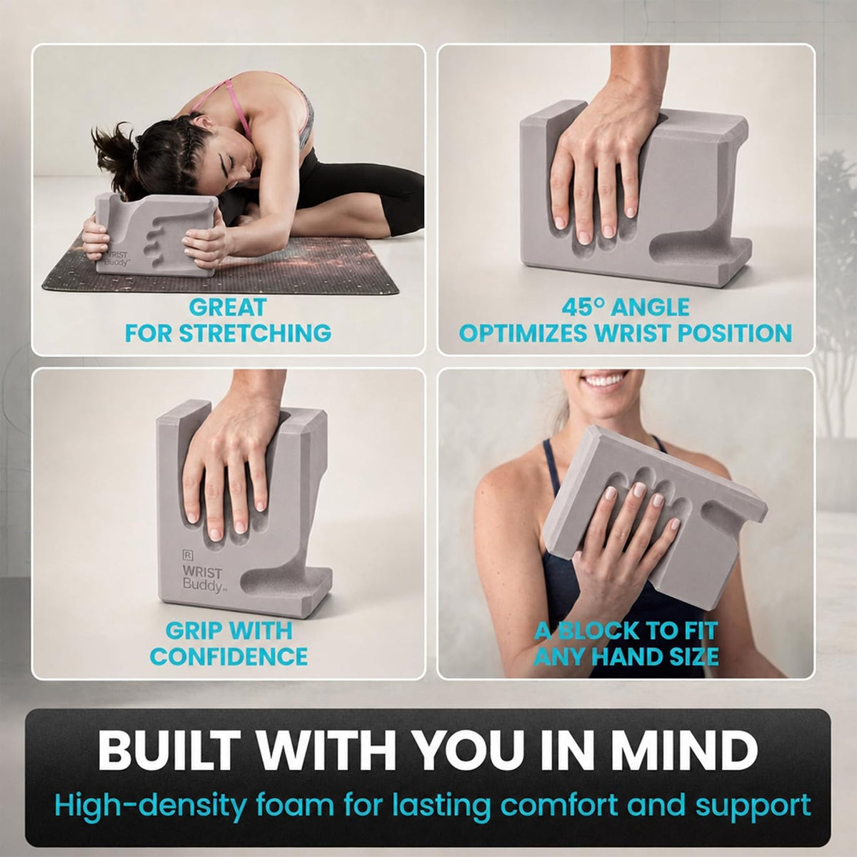 ® Yoga Blocks 2 Pack, High Density Non-Slip, Hand-Shaped Design