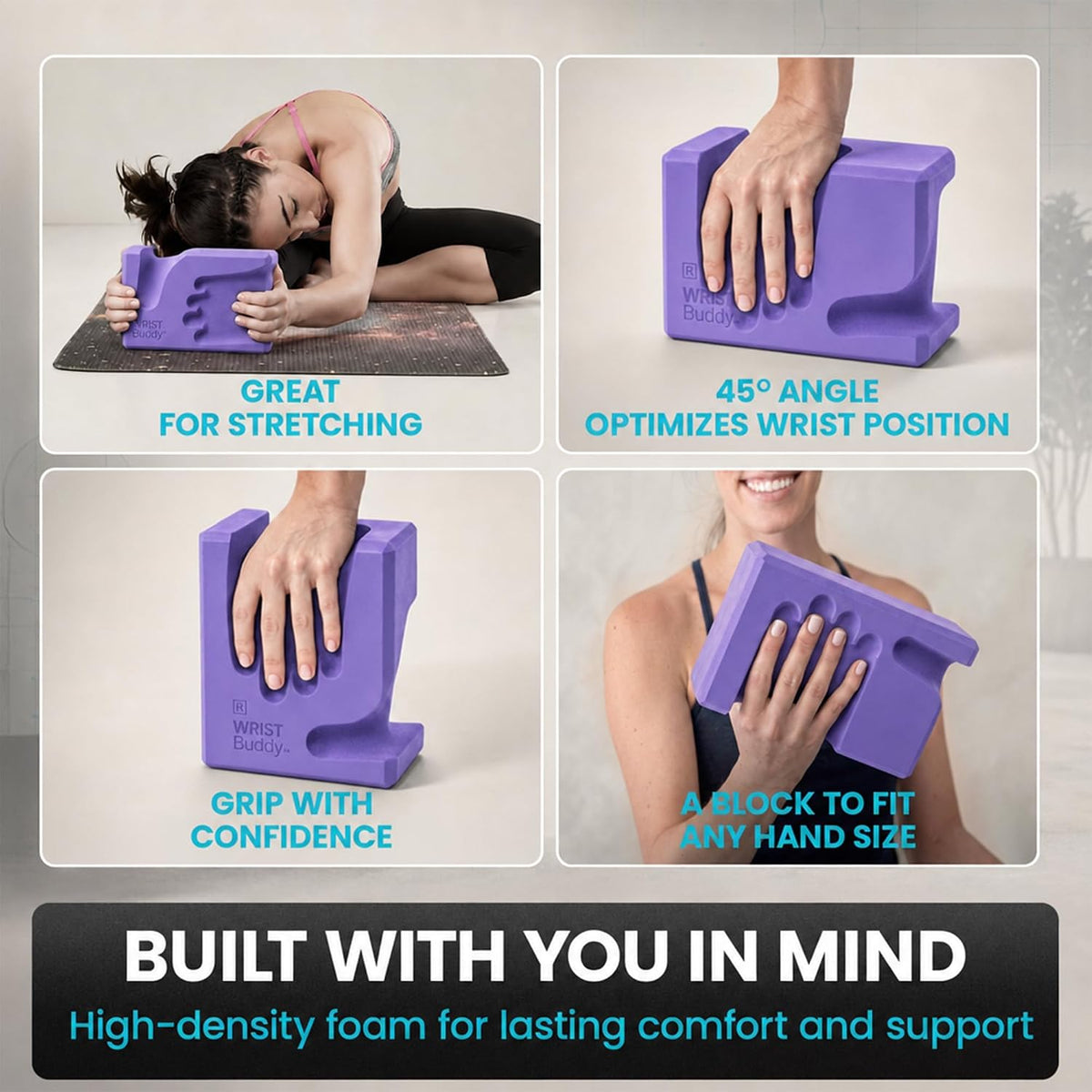 ® Yoga Blocks 2 Pack, High Density Non-Slip, Hand-Shaped Design