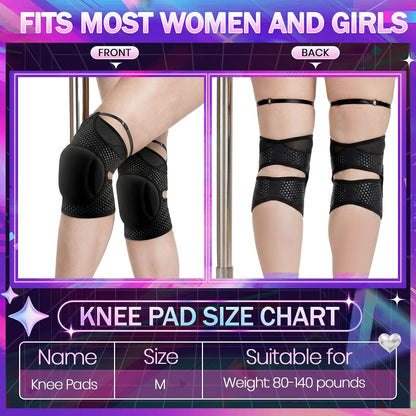 Seenelling 2 Pairs M Pole Dance Knee Pads for Women Protective Non-slip Knee Pads for Ballet Modern Floor Dance and Indoor Sports Yoga Volleyball Figure Skating